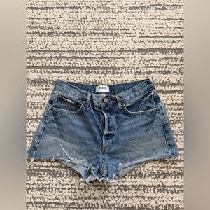Agolde Raw Hem Denim Button Fly Parker Jean Shorts Blue 27